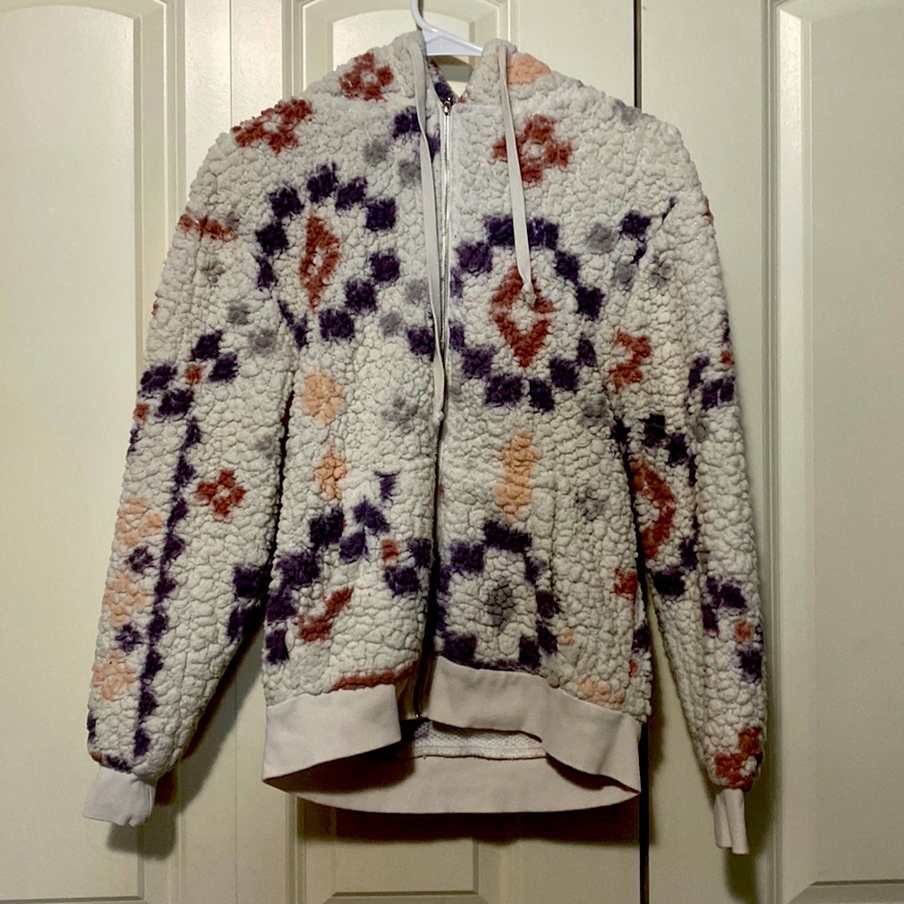 Purple pink gray and white extra small jacket with hood